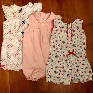 Lot of 3 Rompers, sz 3 mos, EUC-New without tags